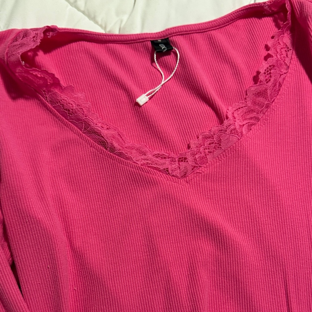 Women's Brown and Pink Long Sleeve Tops - Picture 3 of 3